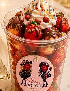 Berry Bougie branded strawberry cup